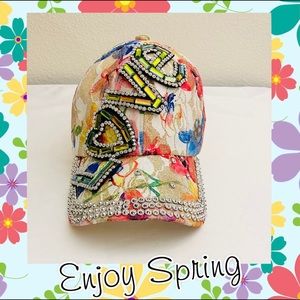 EUC Sparkly Faux Jewel Hat Ball Cap Love GORGEOUS!